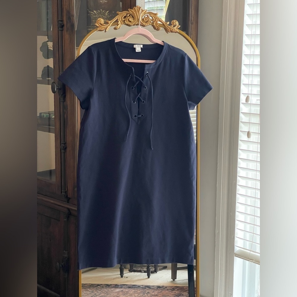 J. Crew Factory Navy Blue Lace Up Knit Dress